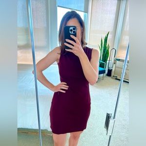 T Alexander Wang Mesh Panel Cutout Shift Dress Dark Red Jersey Knit